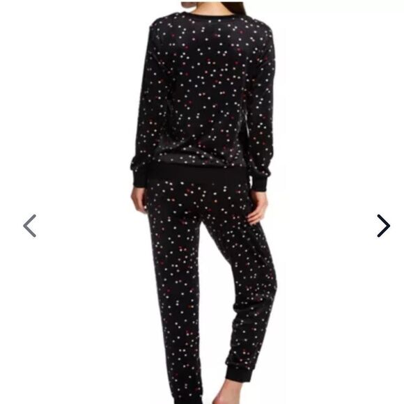 Kate Spade New York V-Neck Stretch Velour PJ Set Black Polka Dot M NWT in packag - Picture 2 of 6